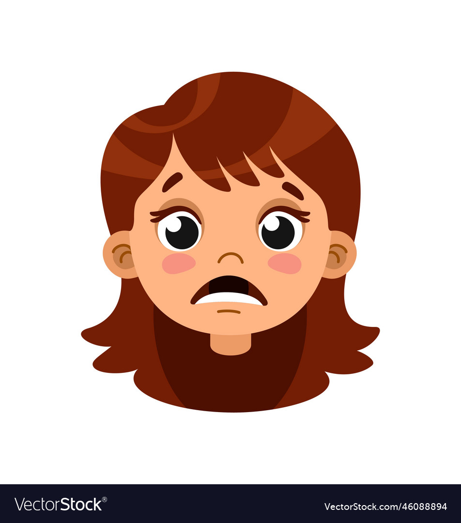 Sad girl head for animation Royalty Free Vector Image