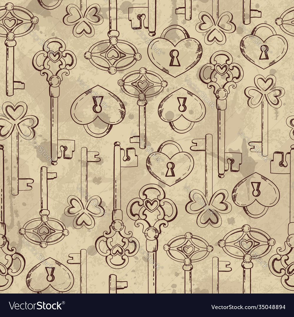 Seamless keys pattern vintage background