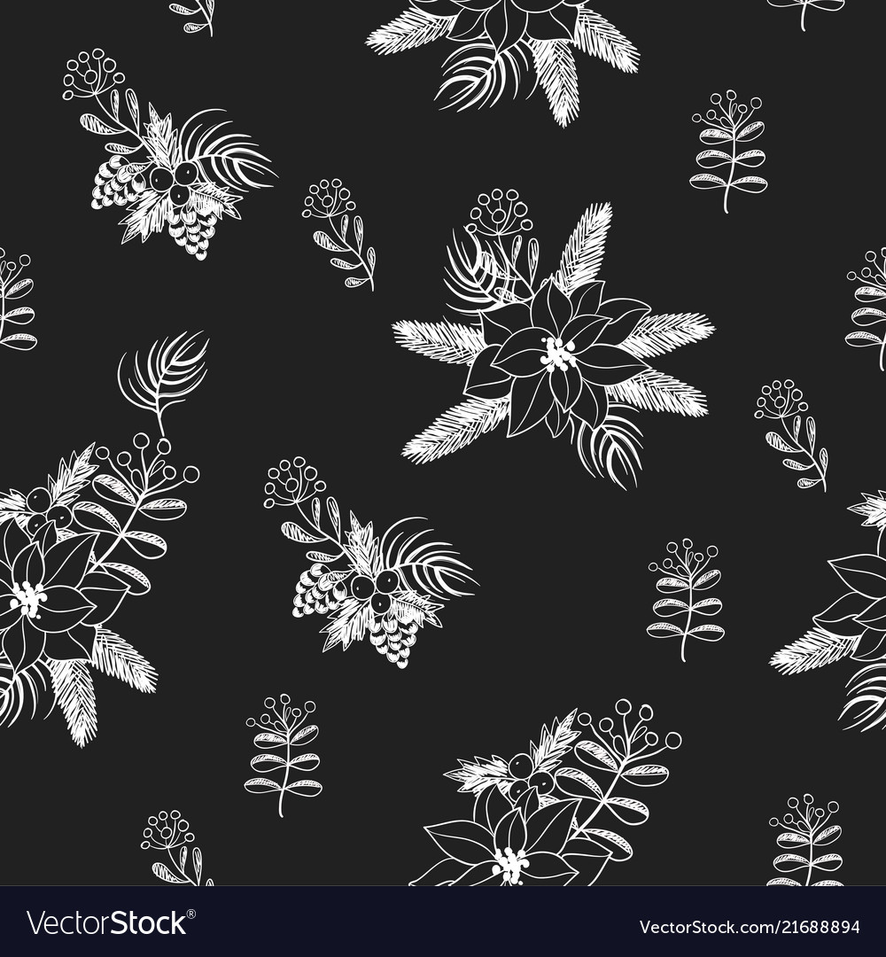 Seamless pattern with christmas flowers