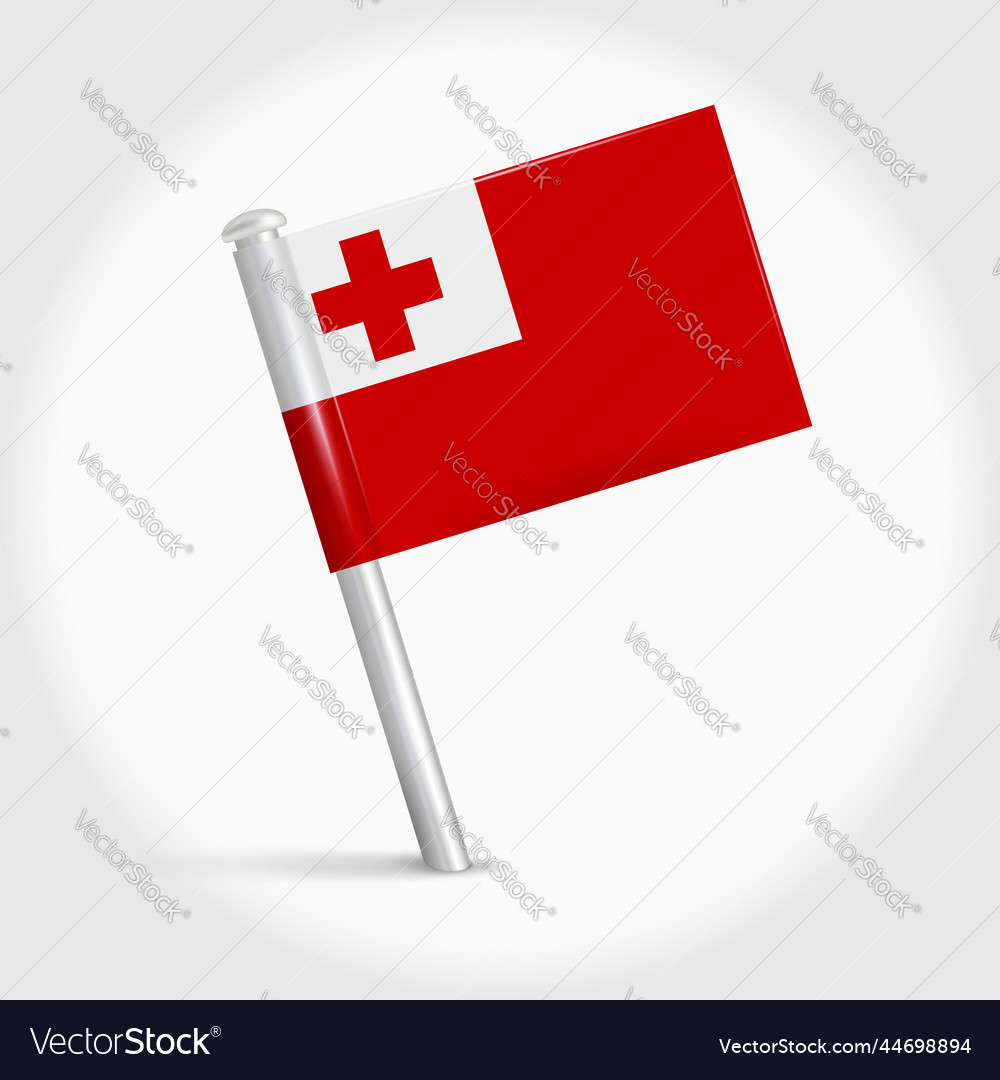 Tonga map pin flag 3d realistic vector image Tonga map pin flag 3d realistic