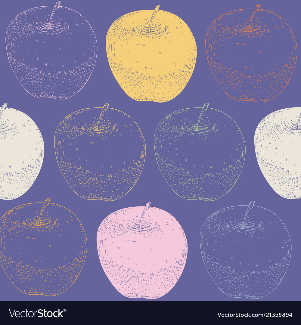 Violet seamless pattern with apples vector image Violet seamless pattern with apples