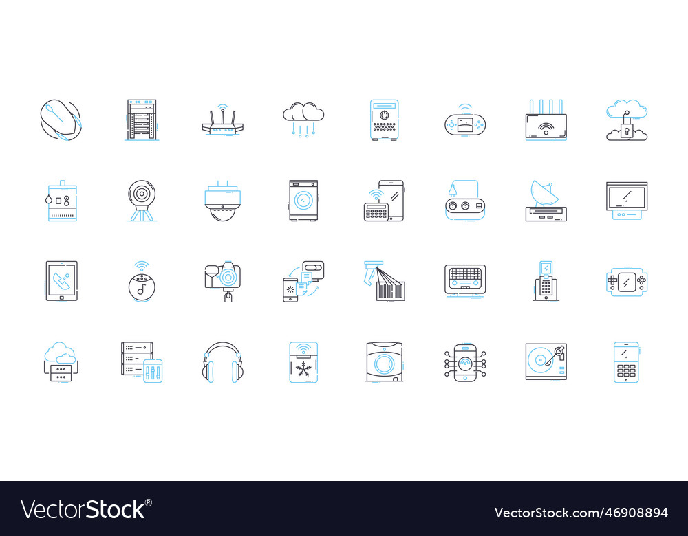 Virtual offices linear icons set flexibility