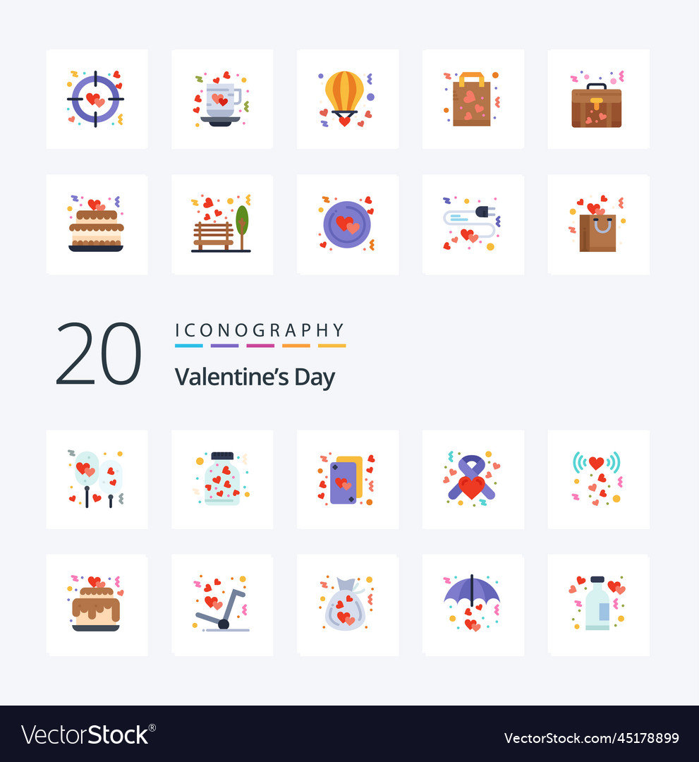 20 valentines day flat color icon pack like