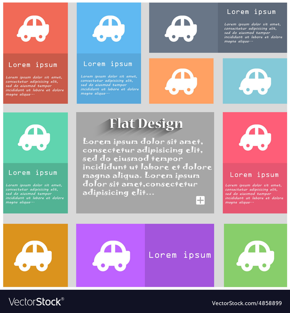 Auto icon sign set of multicolored buttons metro