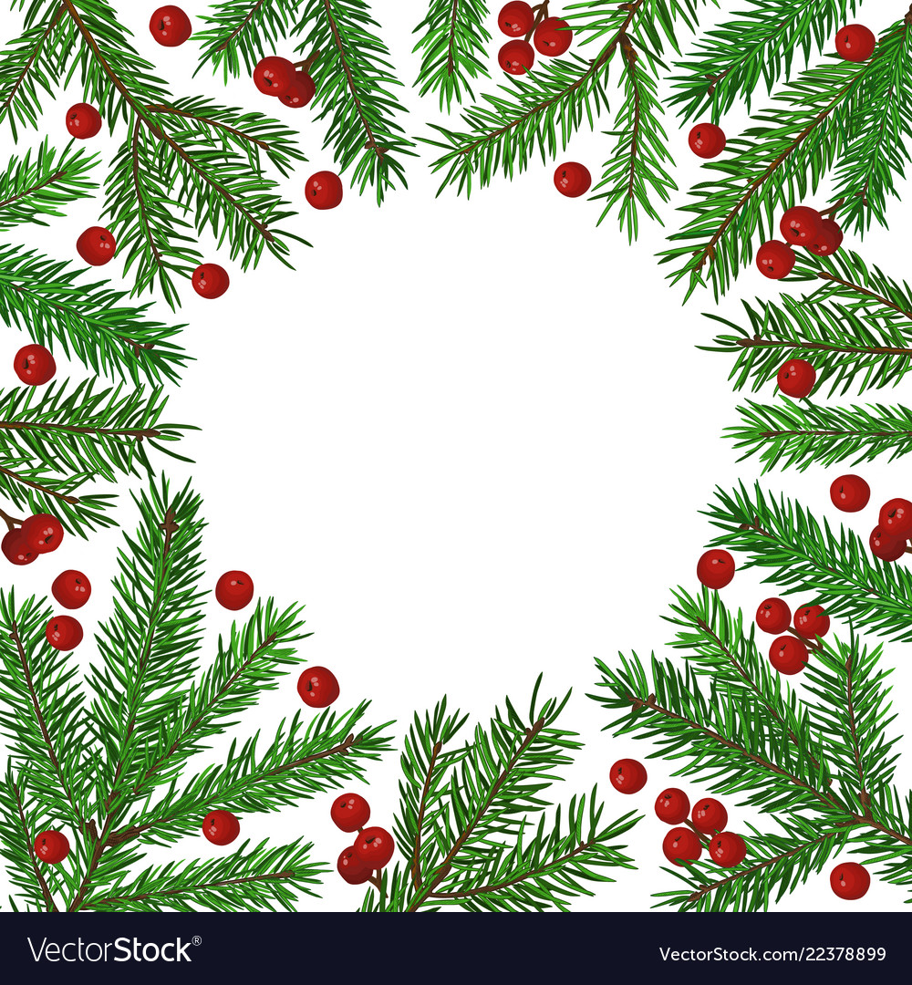 Background with realistic green fir tree branch vector image Background with realistic green fir tree branch