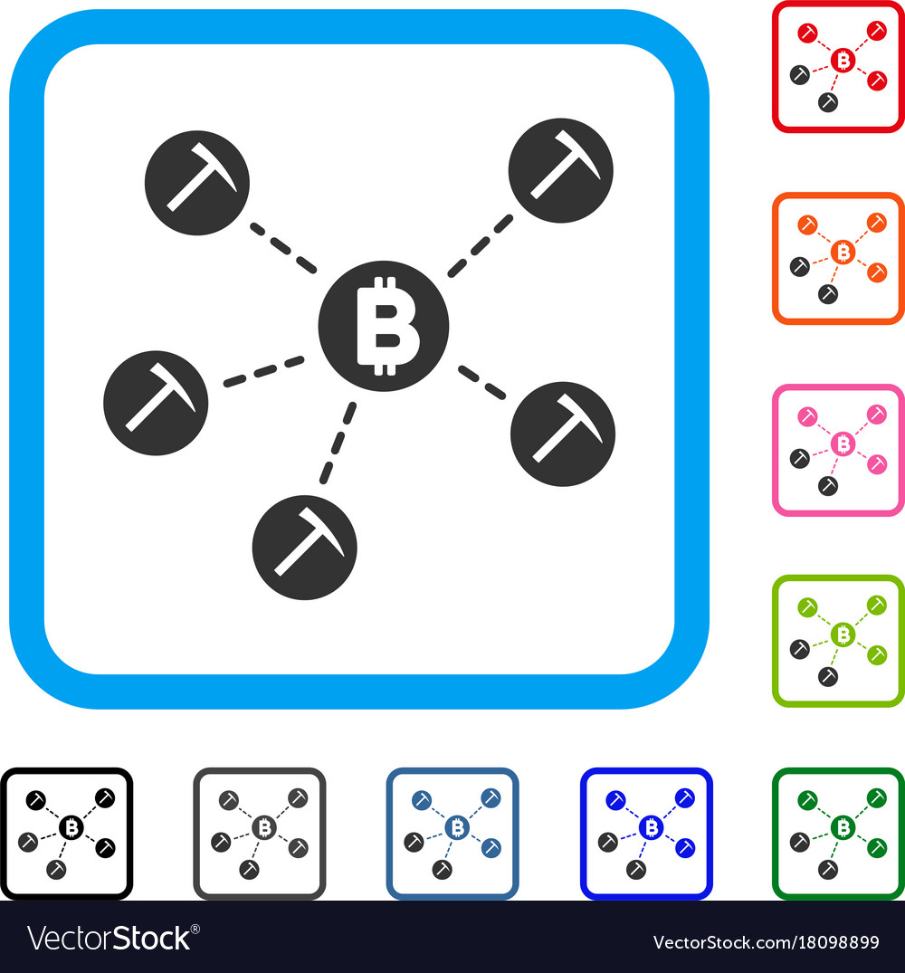 Bitcoin mining pool framed icon