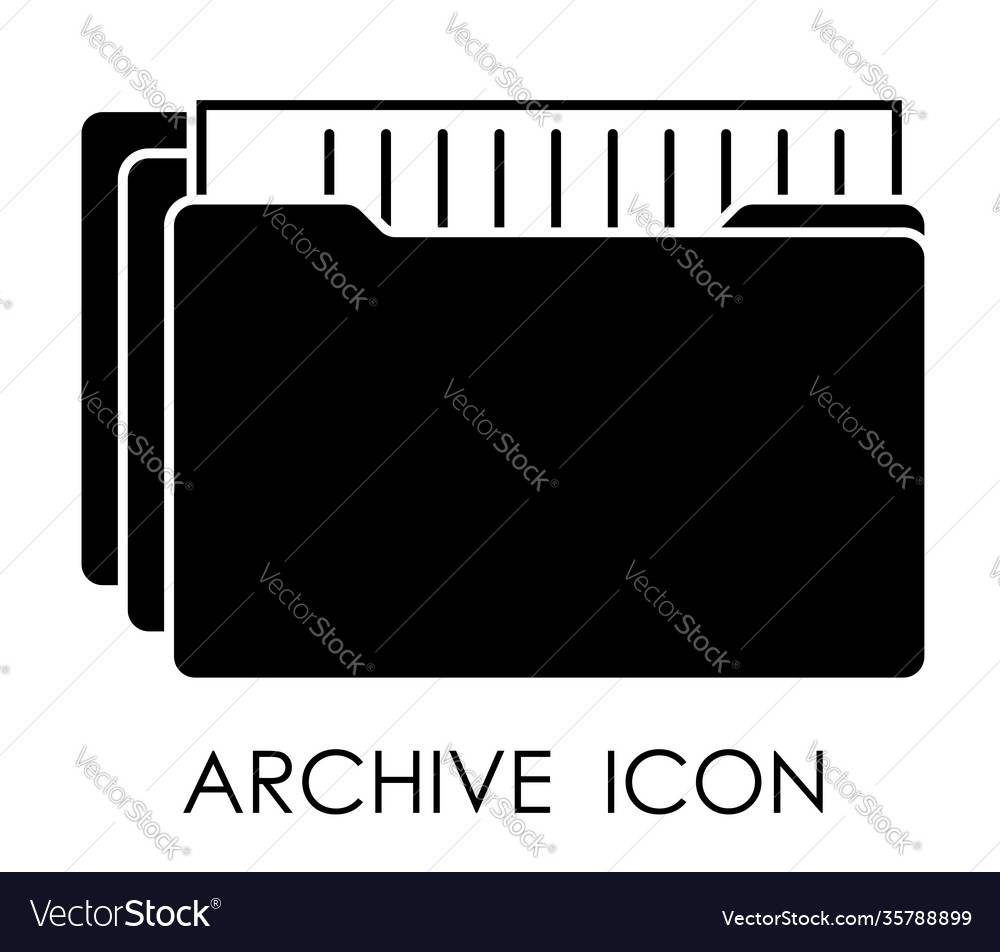 Black icon computer data archive with storage vector image Black icon computer data archive with storage
