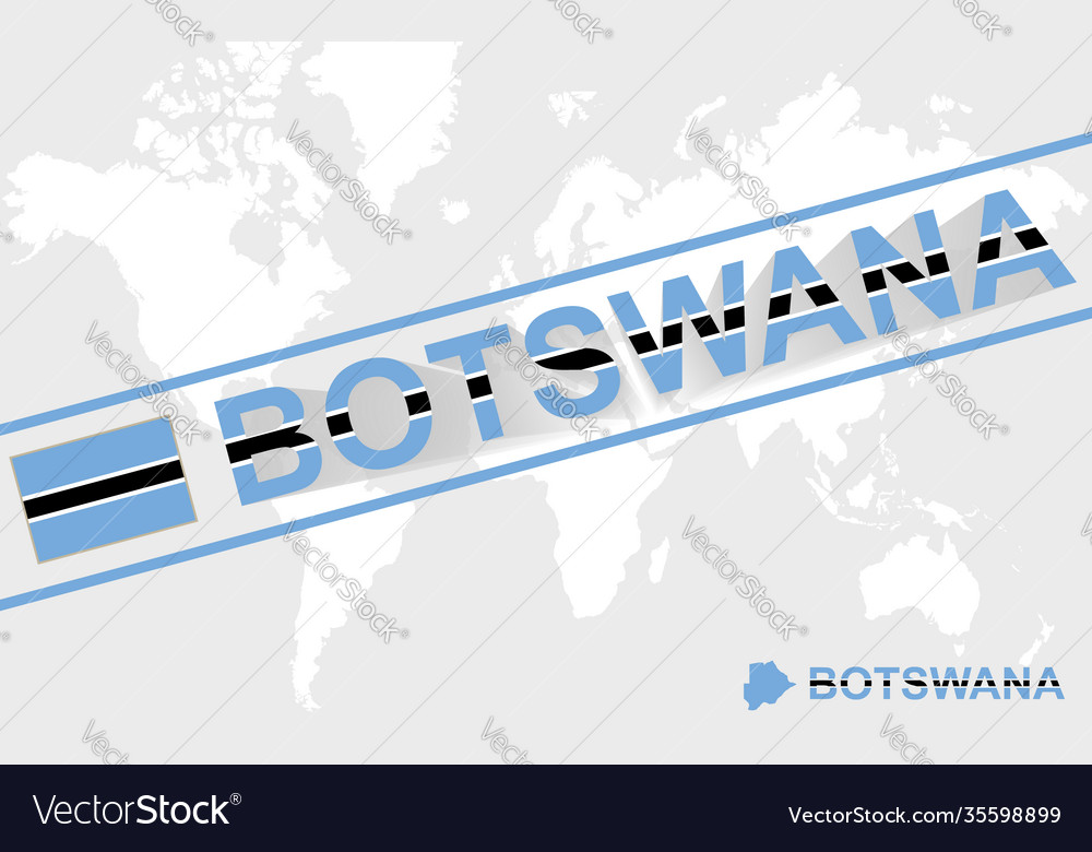 Botswana map flag and text