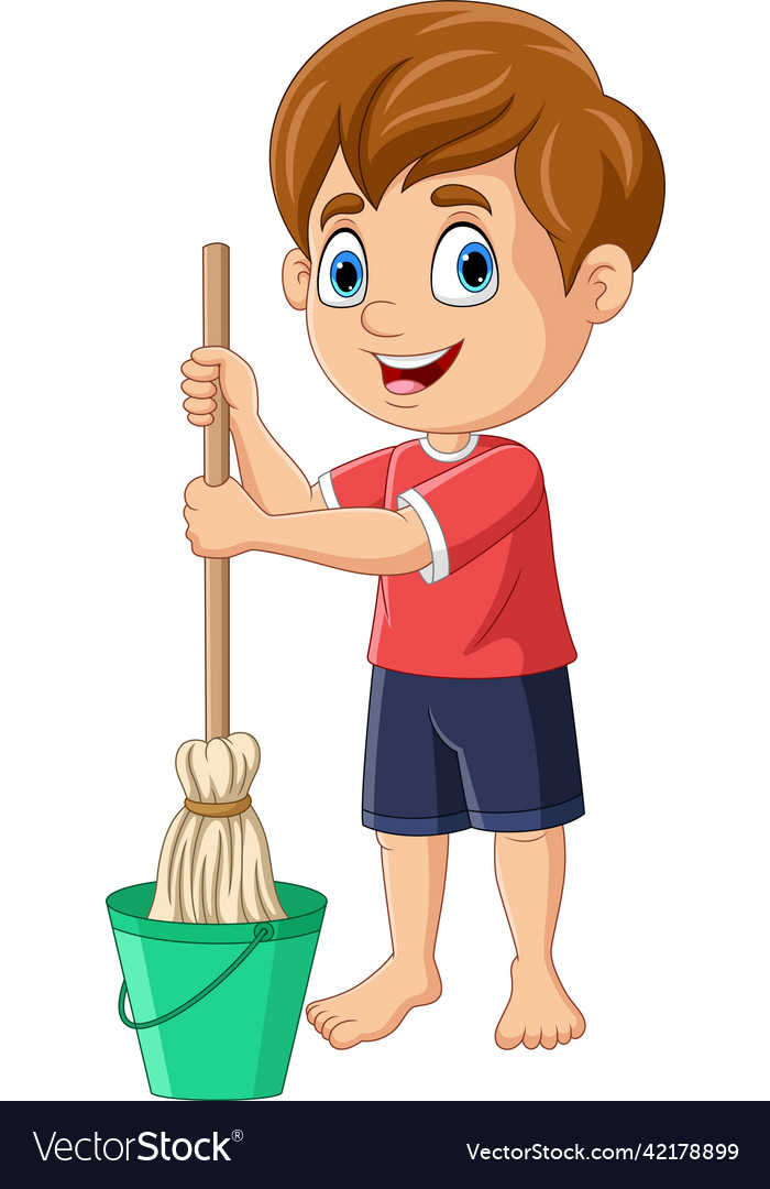 Boy Mopping Floor