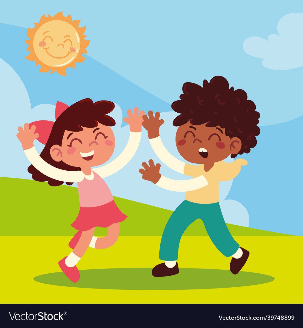 Celebrating happy kids Royalty Free Vector Image