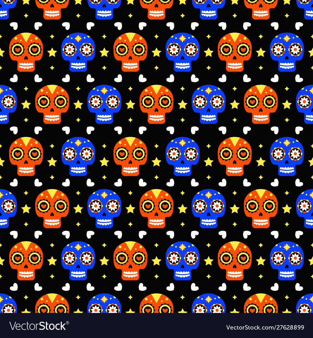 Day dead seamless pattern with colorful Vector Image Day dead seamless pattern with colorful