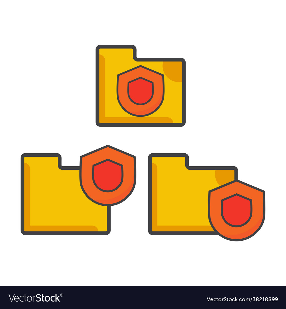 File folder icon with protection vector image File folder icon with protection