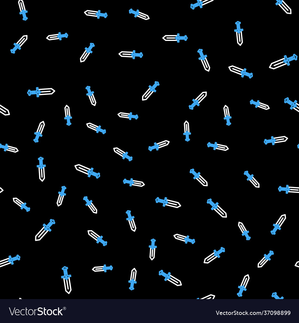 Line sword for game icon isolated seamless pattern vector image Line sword for game icon isolated seamless pattern