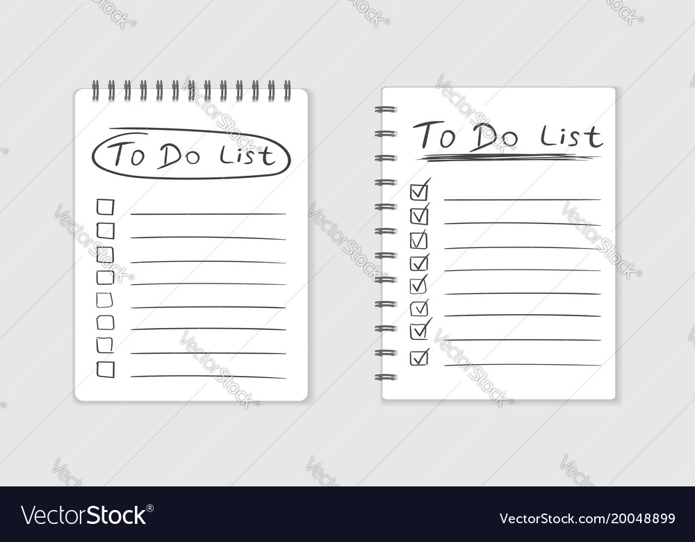 Realistic notepad with spiral to do list icon