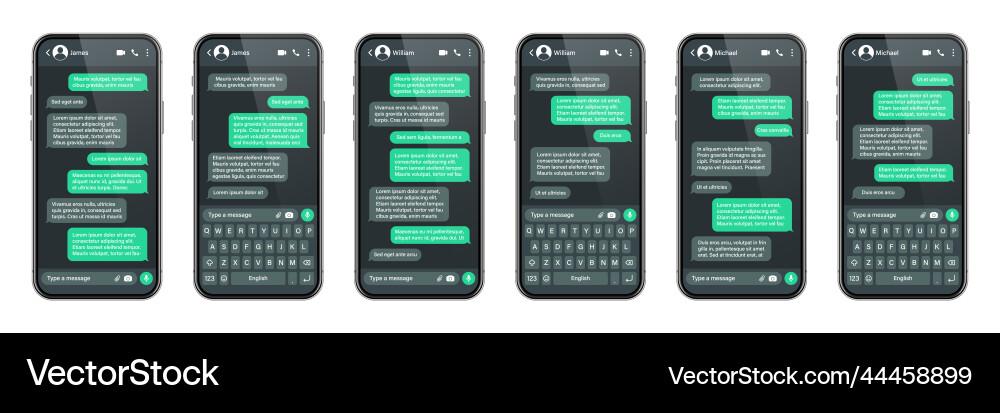 Realistic smartphone with messaging app sms text Vector Image