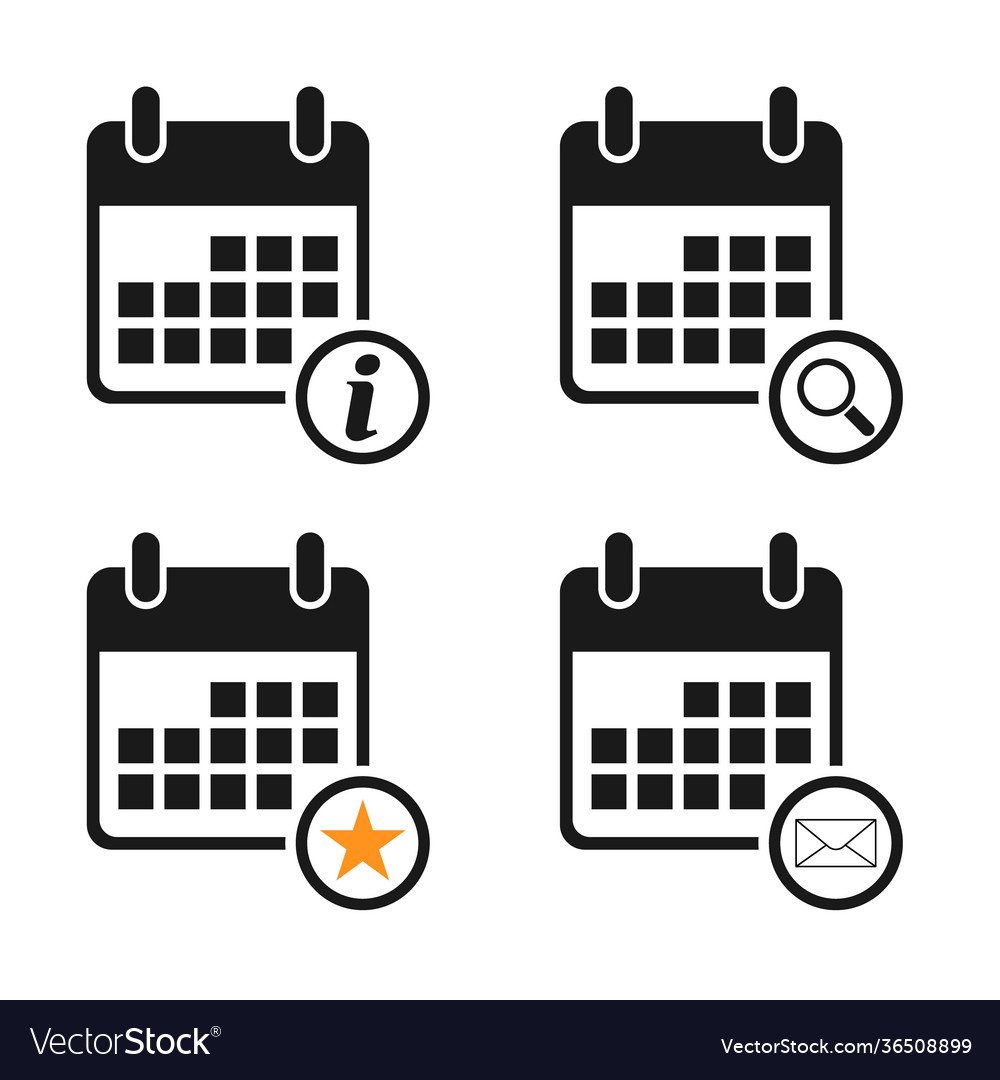 Set calendar icon date event symbol isolated vector image Set calendar icon date event symbol isolated