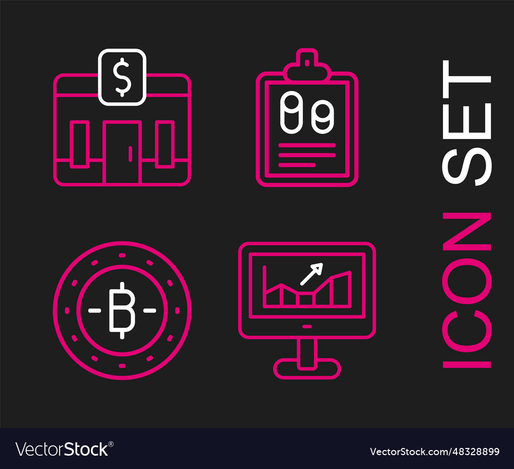 Set line computer with growth graph bitcoin vector image Set line computer with growth graph bitcoin