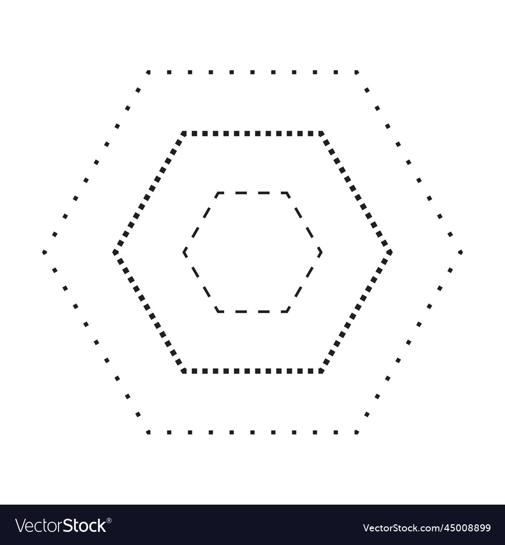 Tracing hexagon shape symbol dashed and dotted vector image Tracing hexagon shape symbol dashed and dotted
