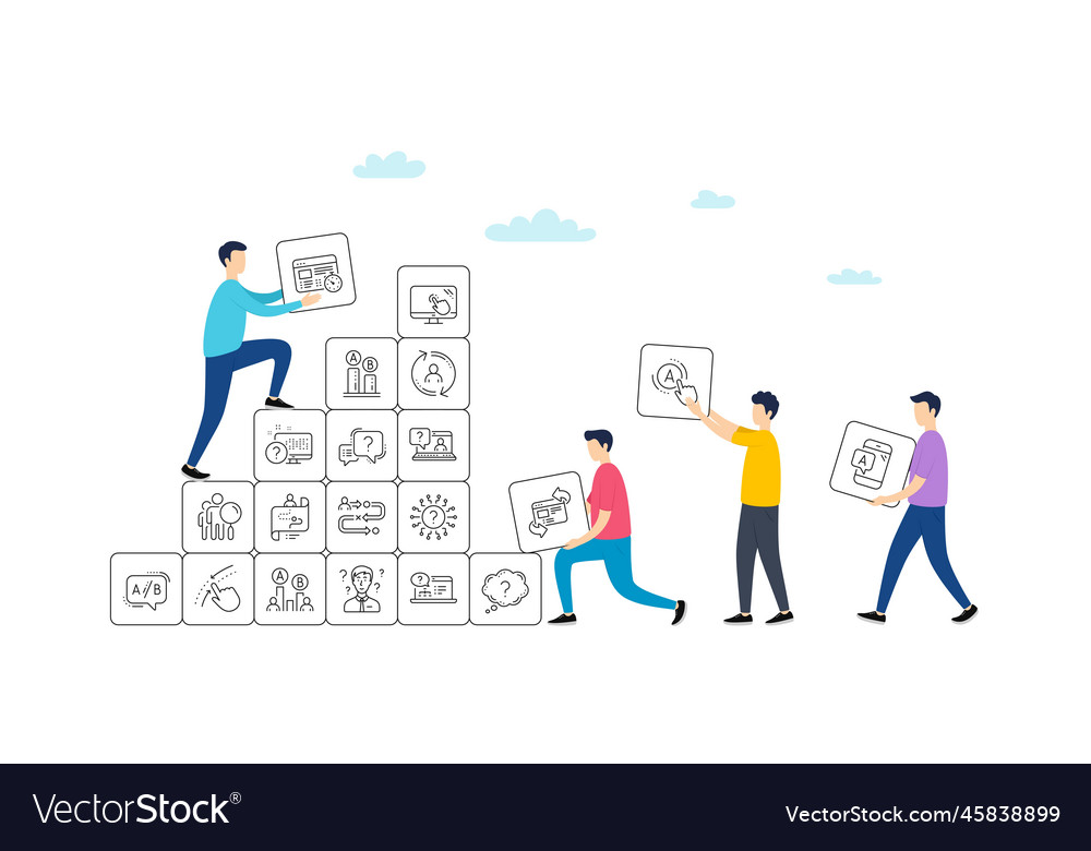 Ux line icons set of ab testing journey path map vector image Ux line icons set of ab testing journey path map