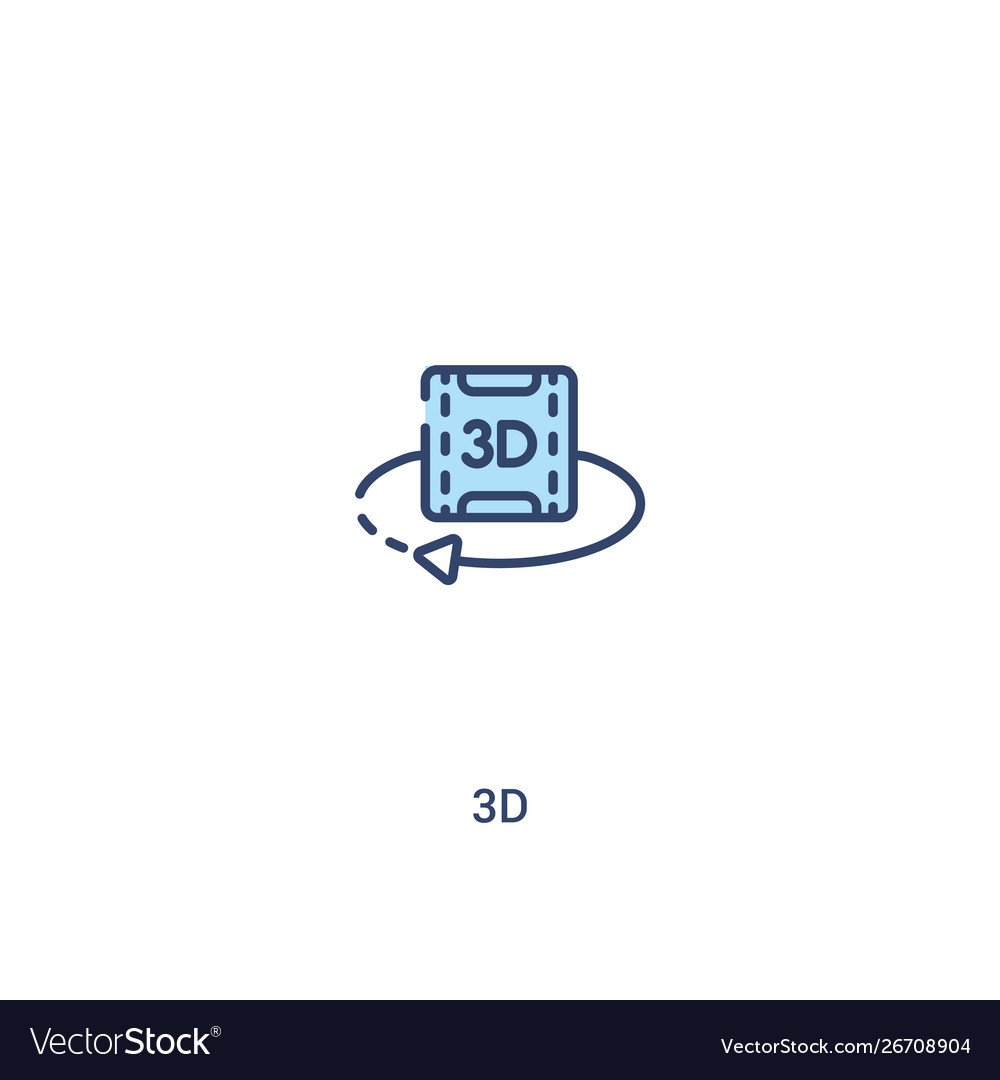 3d concept 2 colored icon simple line element vector image 3d concept 2 colored icon simple line element