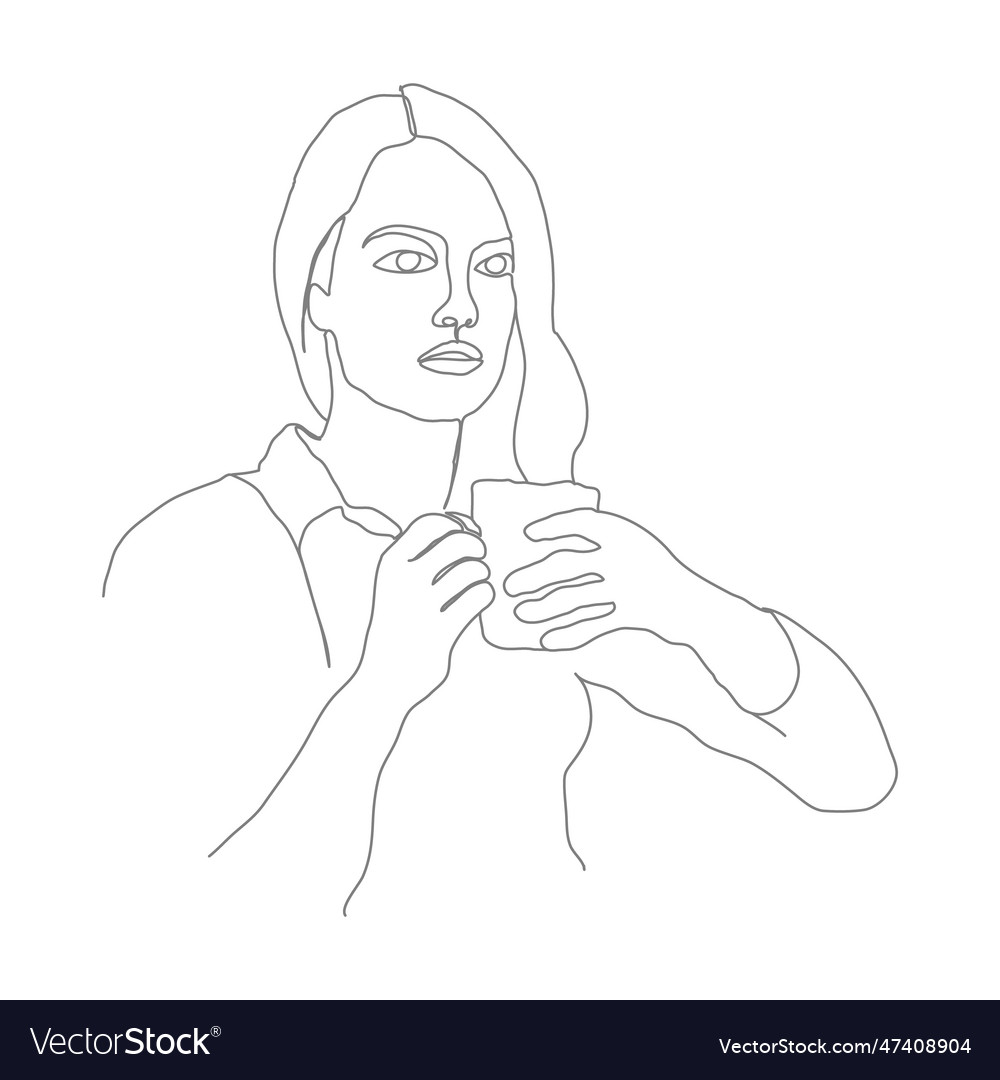 Abstract drawing of a woman with cup