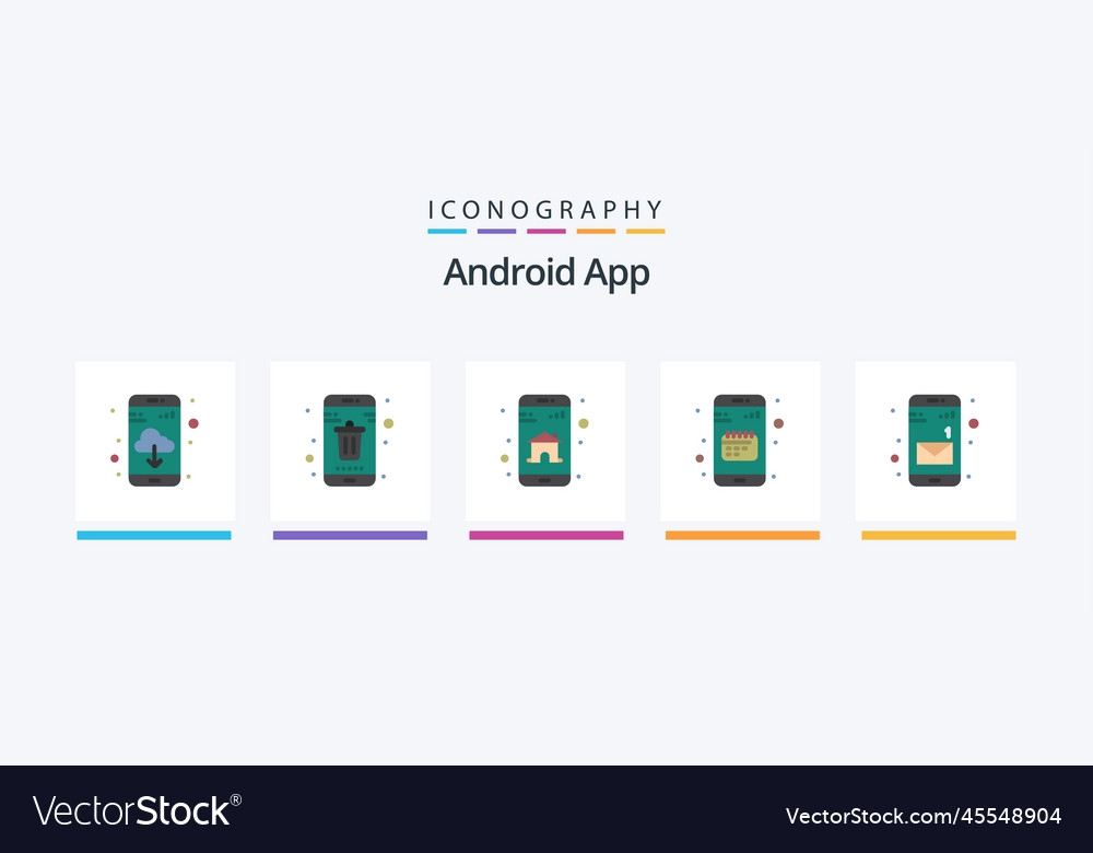 Android app flat 5 icon pack including date