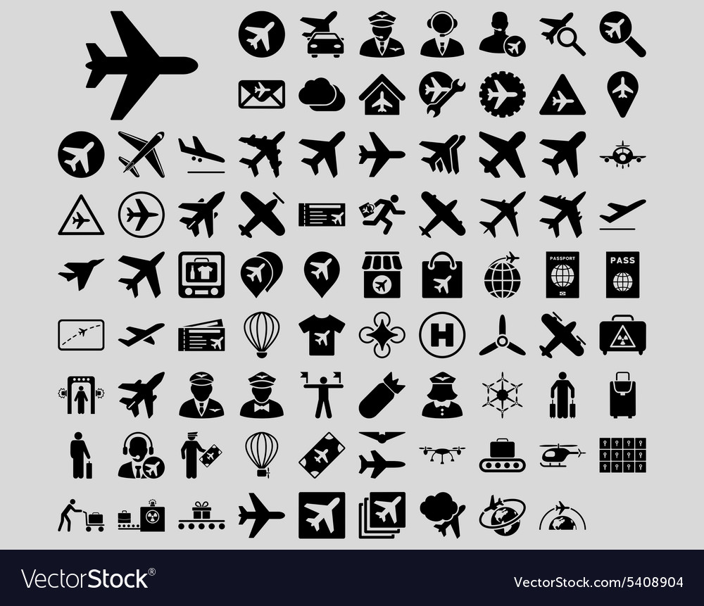 Aviation icon set Royalty Free Vector Image - VectorStock