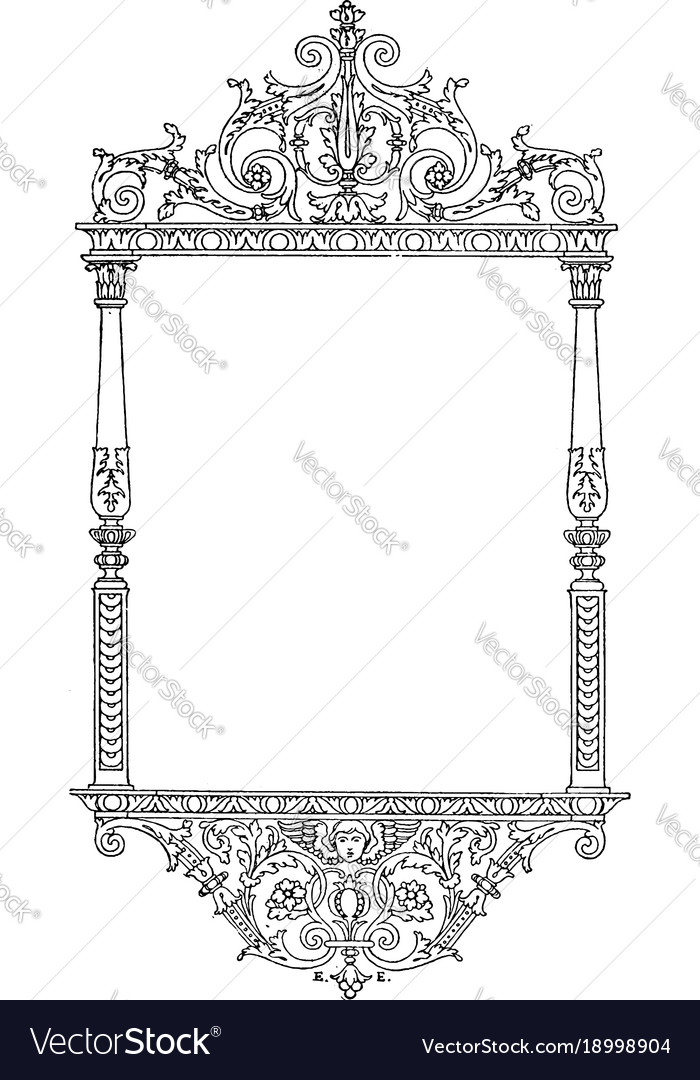 Baroque style border have a face in the bottom
