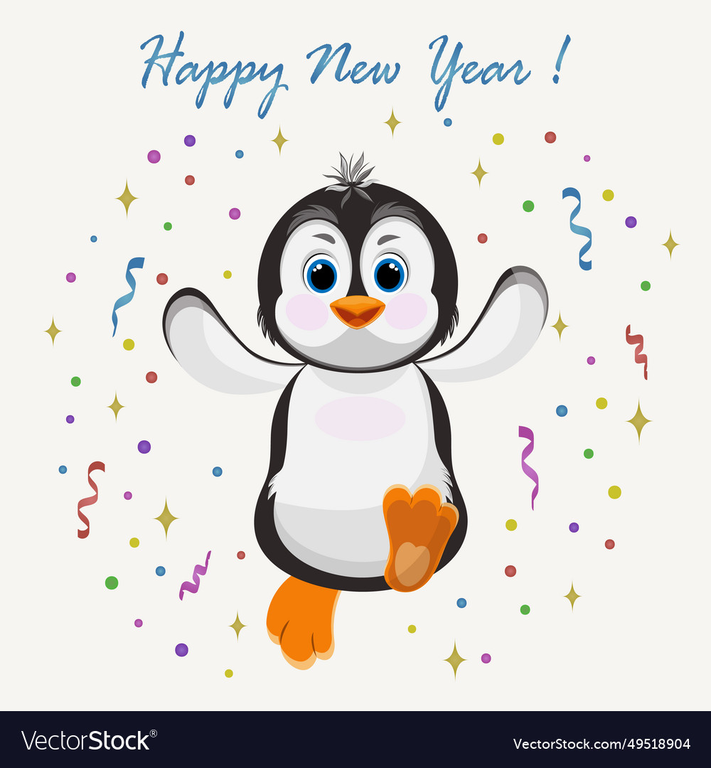 Christmas penguin character happy new year Vector Image