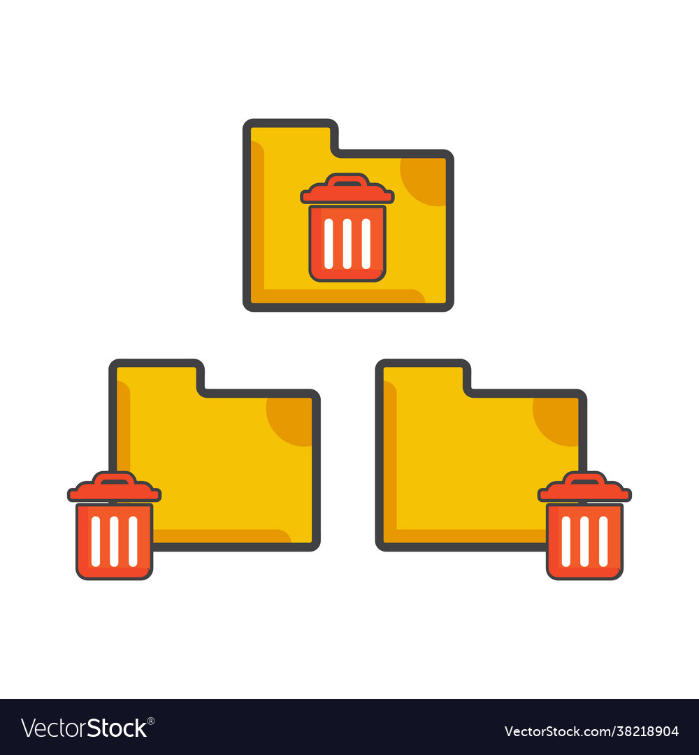 File folder with trash icon flat vector image File folder with trash icon flat