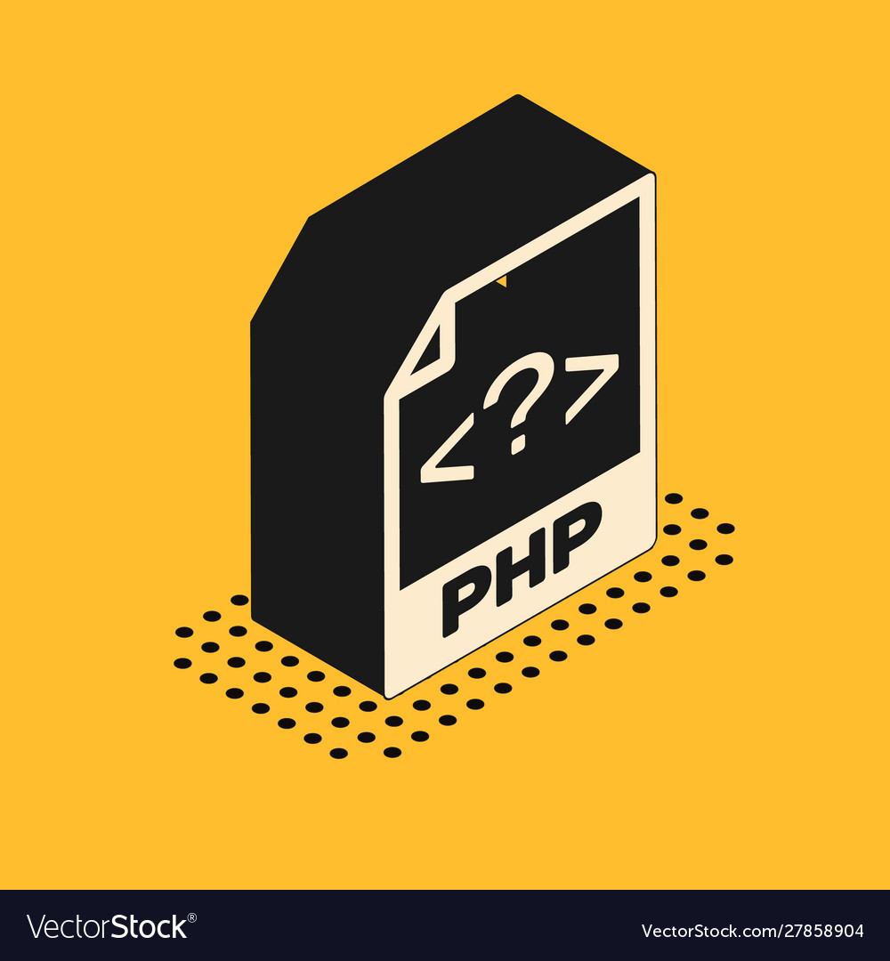 Isometric php file document download button vector image Isometric php file document download button