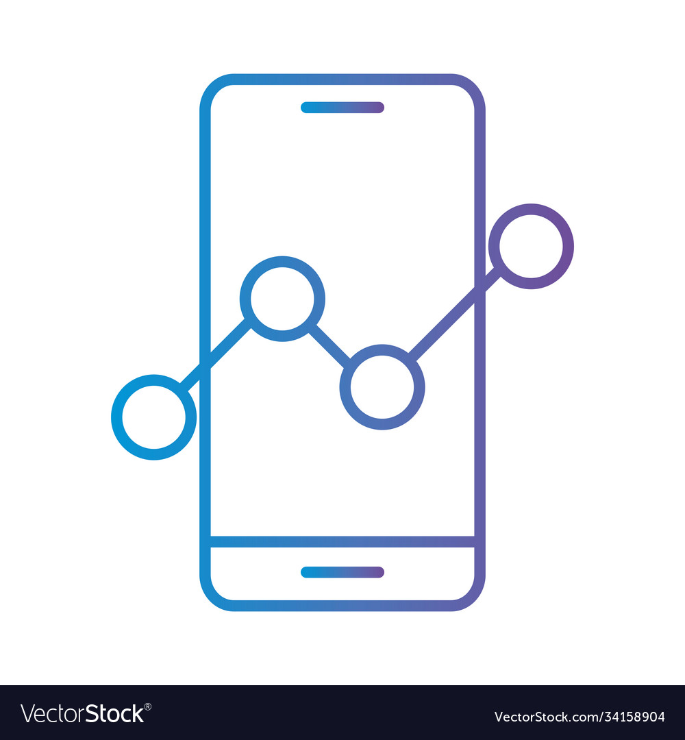 Line chart in front smartphone gradient style