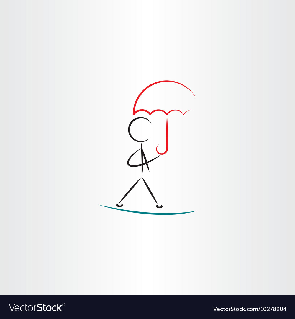 Man with umbrella walking icon