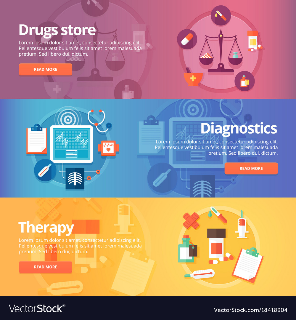 Medical And Health Banners Set Drug Store Vector Image