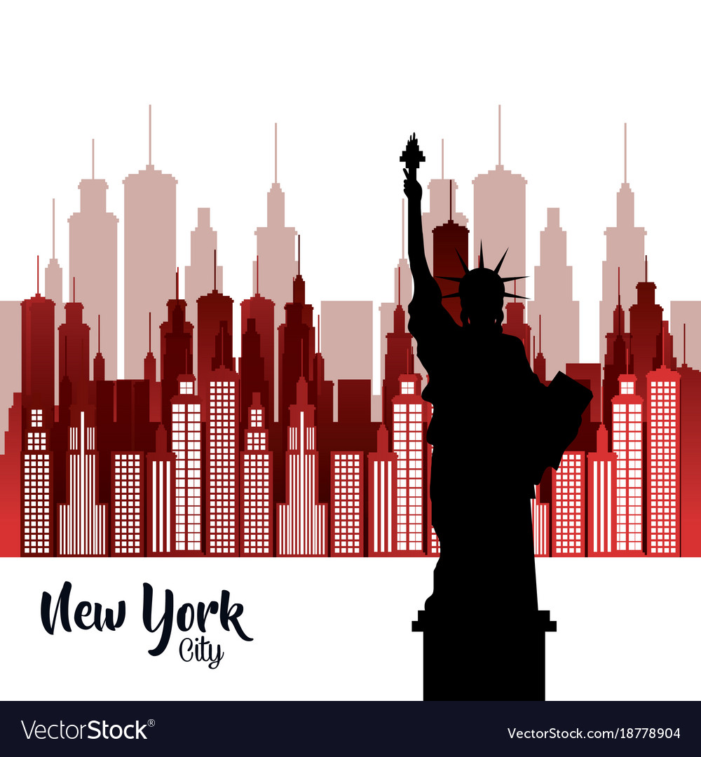 New york city statue of liberty scene Royalty Free Vector