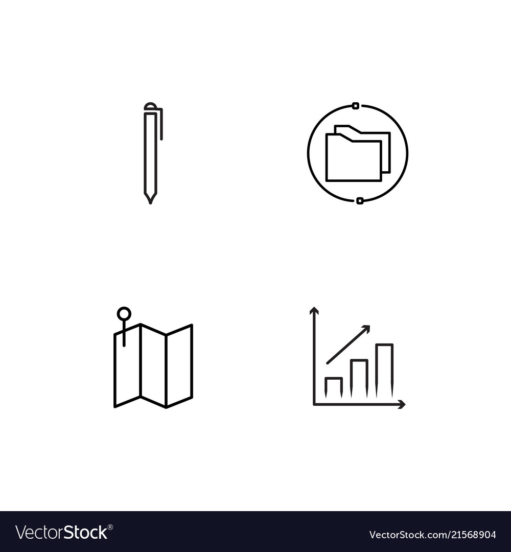 Office linear icons set simple outline