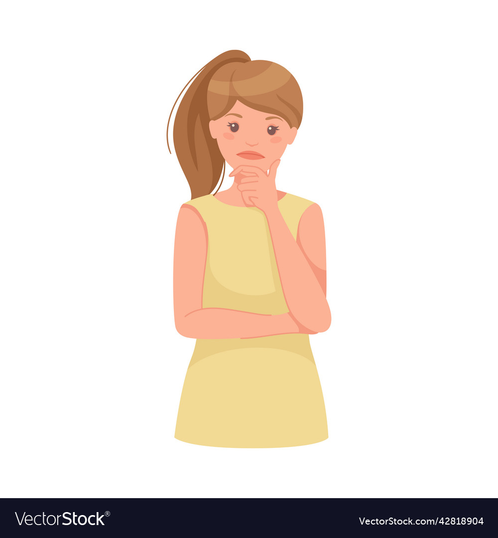 Pensive woman character scratching head thinking Vector Image