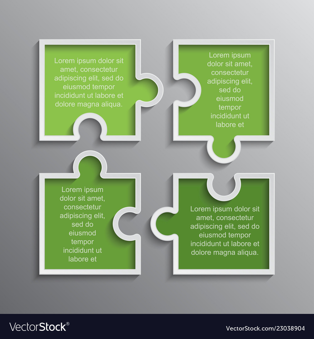 Puzzle infographics jigsaw four steps vector image Puzzle infographics jigsaw four steps