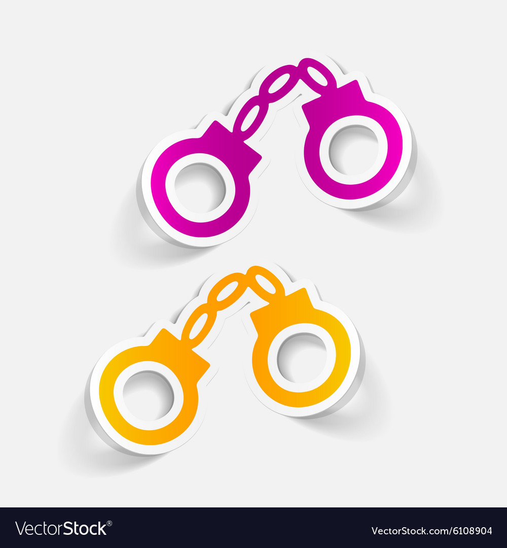 Realistic design element handcuffs