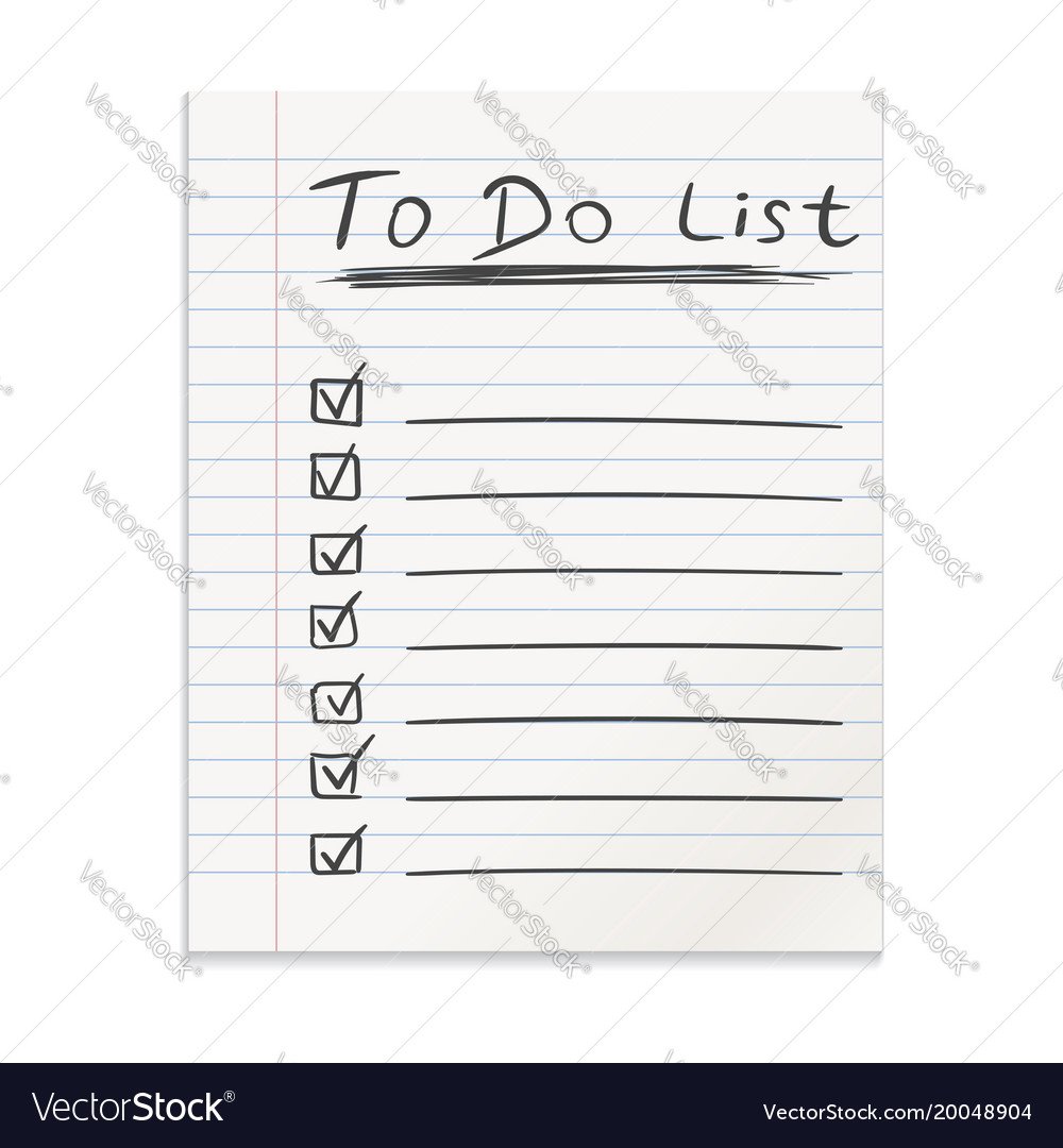Realistic Paper Note with To-Do List