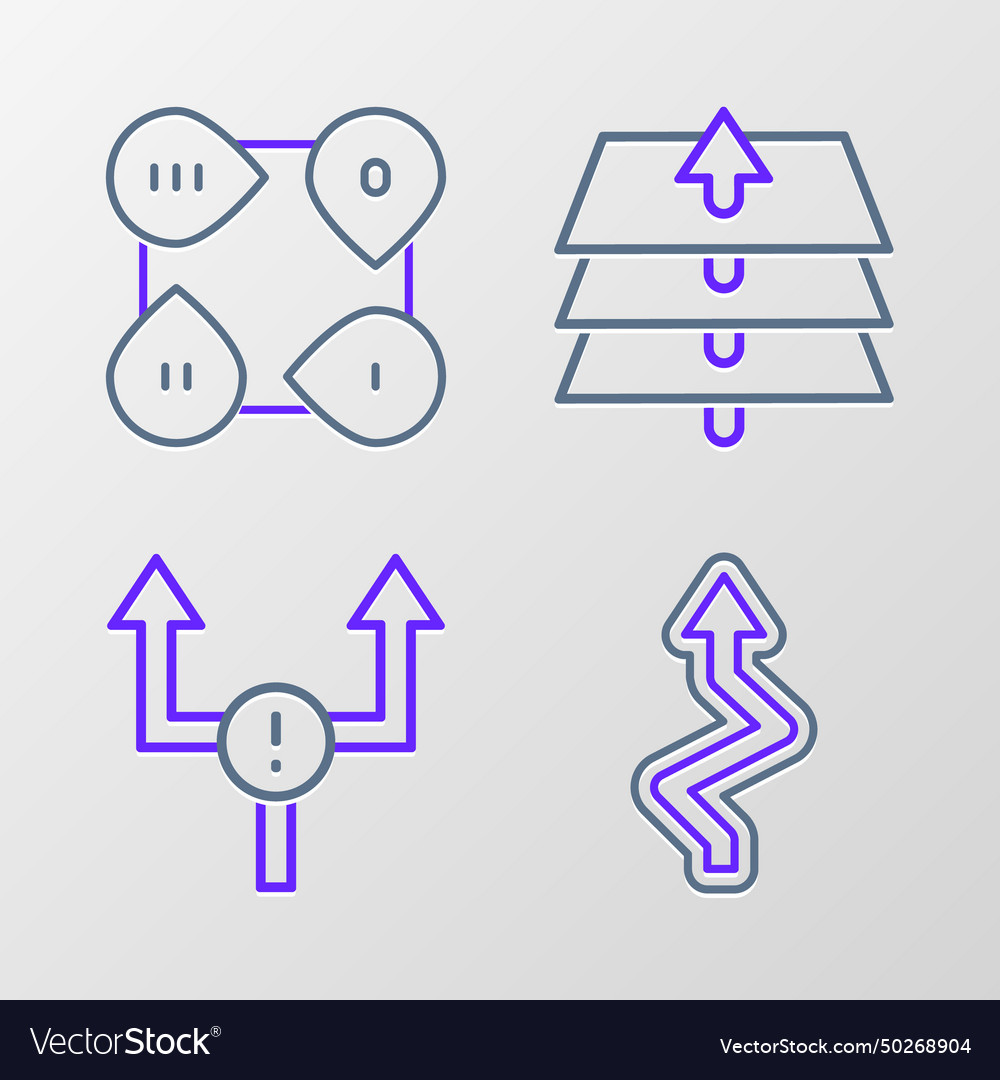 Set line arrow layers and infographic element icon Vector Image Set line arrow layers and infographic element icon