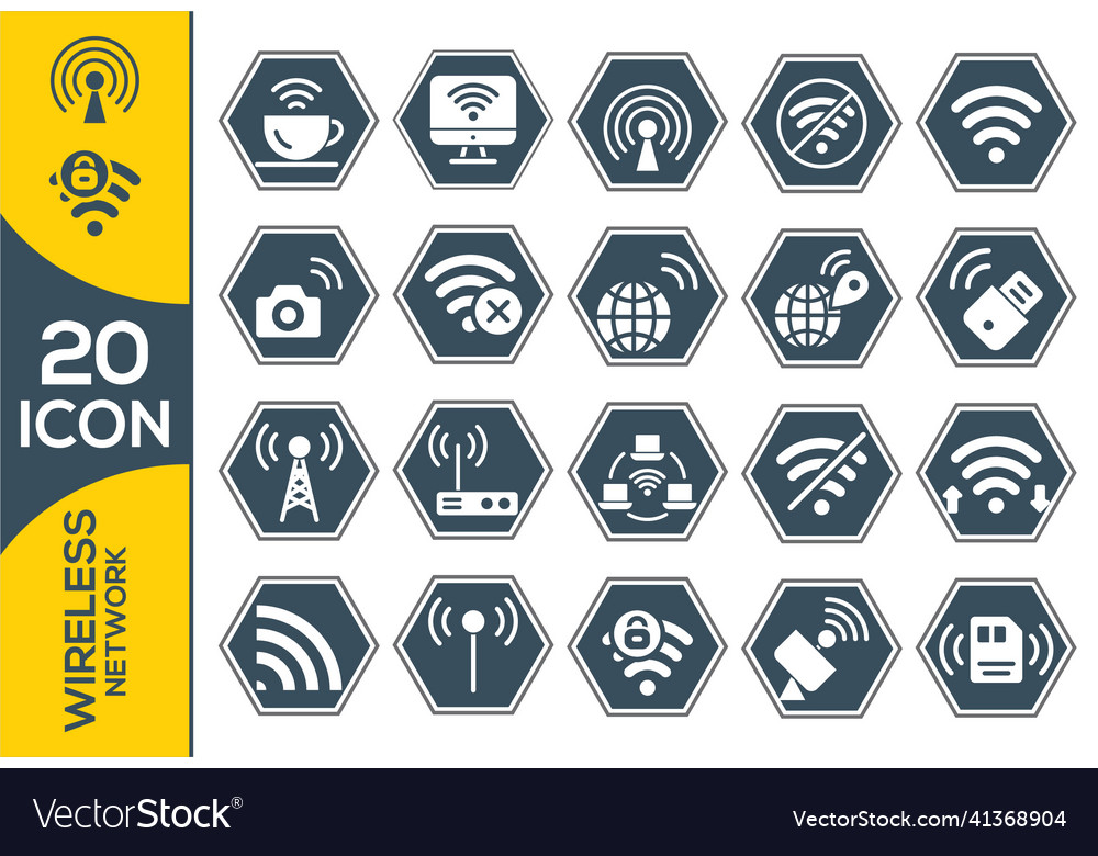 Set of different wireless and wifi icons