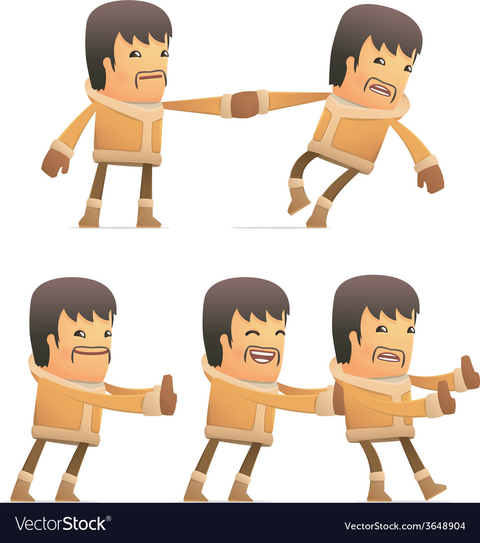 Set of eskimo character in different poses