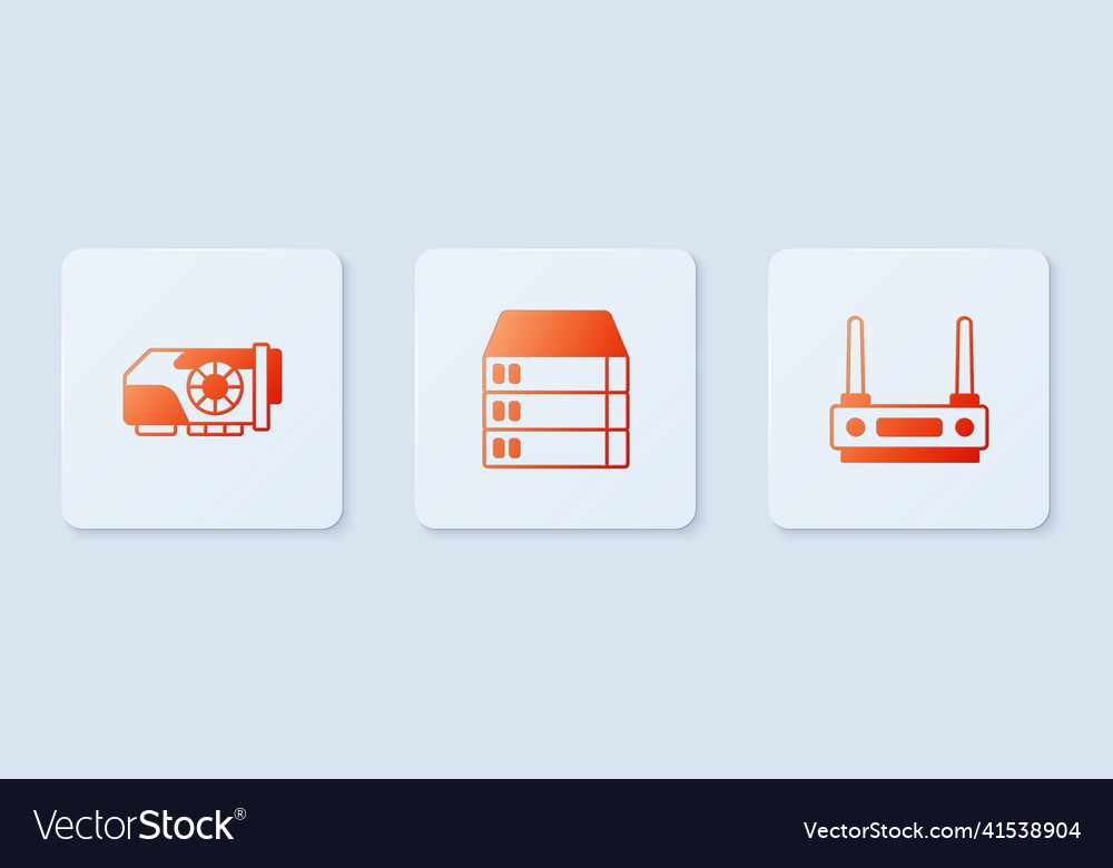 Set server data web hosting video graphic card vector image Set server data web hosting video graphic card