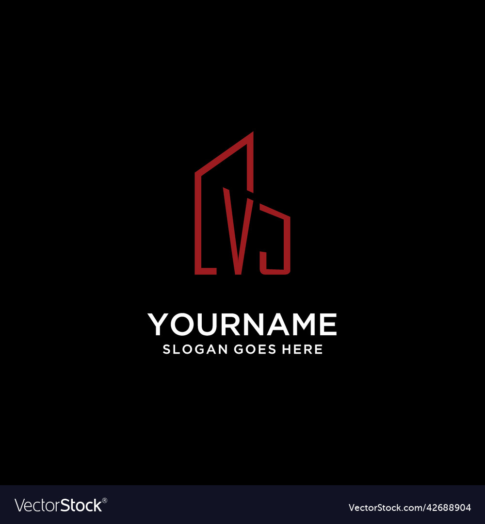 Vj initial monogram with building logo design