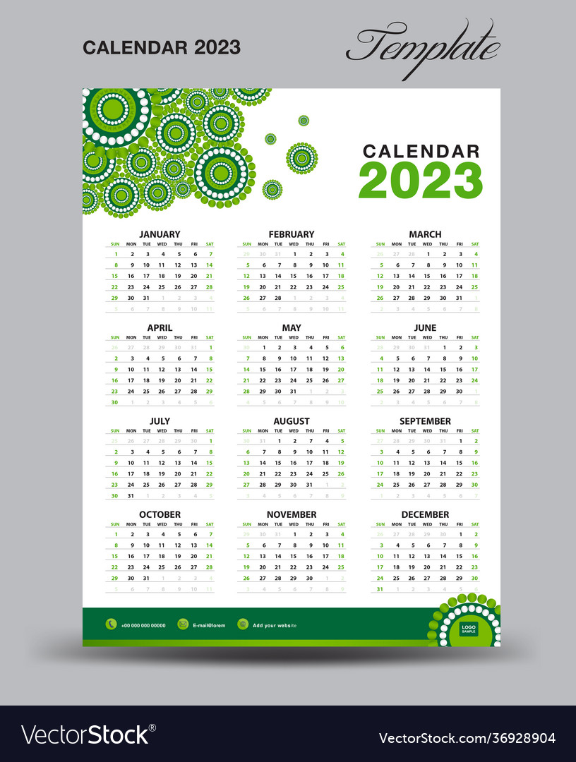 Wall desk calendar 2023 template- design Vector Image