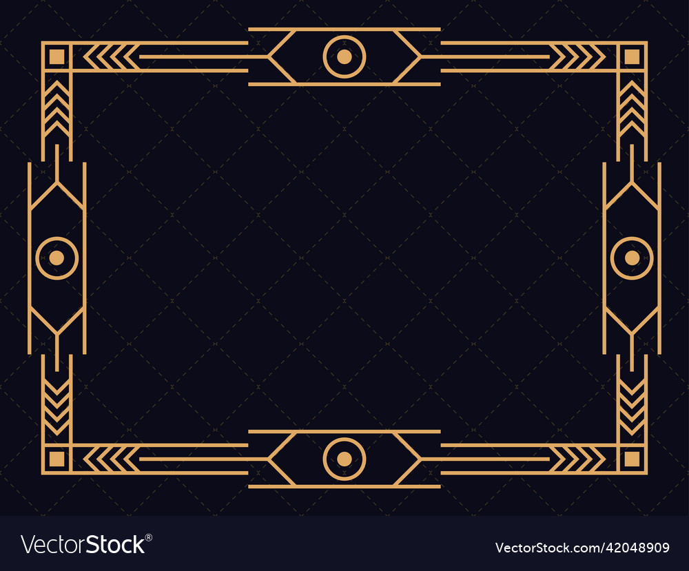 Art deco frame vintage linear border design Vector Image