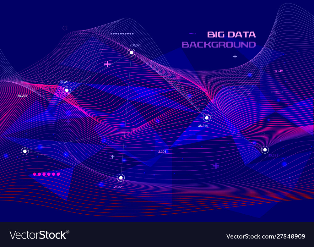 Big data background with line wave in violet color Vector Image Big data background with line wave in violet color