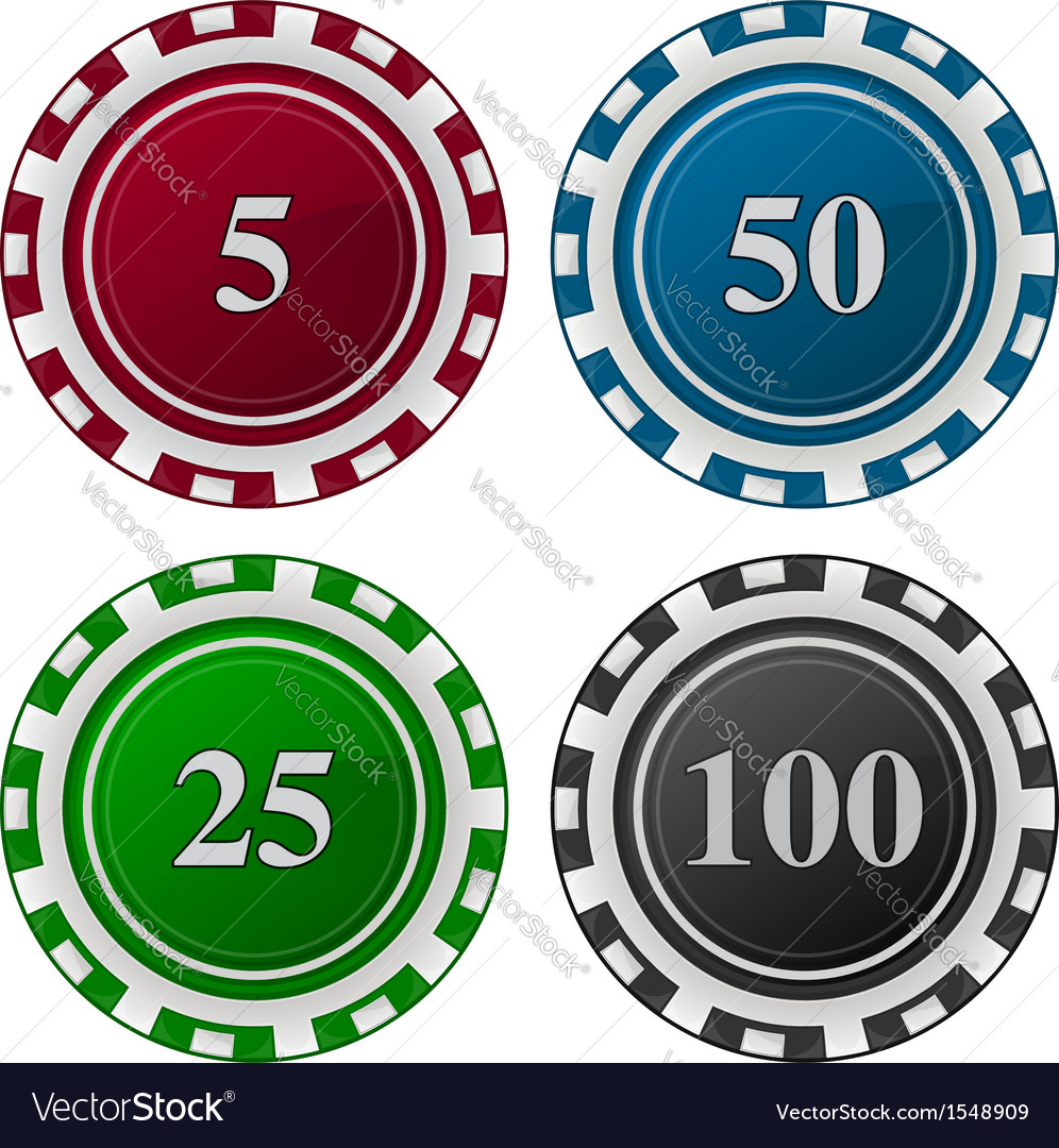 Cards chips poker with number