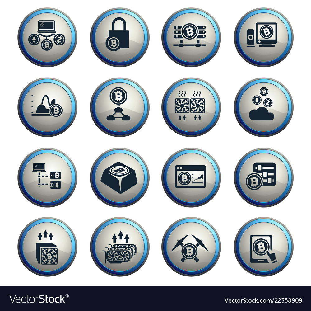 Cryptocurrency and mining icon set